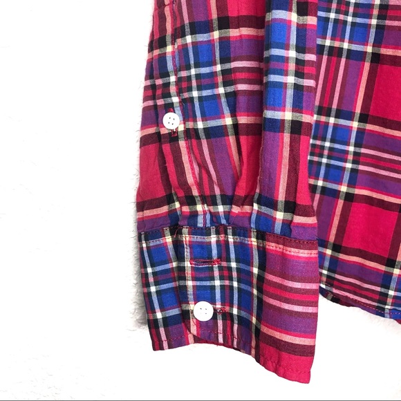 NWOT J. Crew Red Classic Plaid Button Down Shirt M - Picture 3 of 7